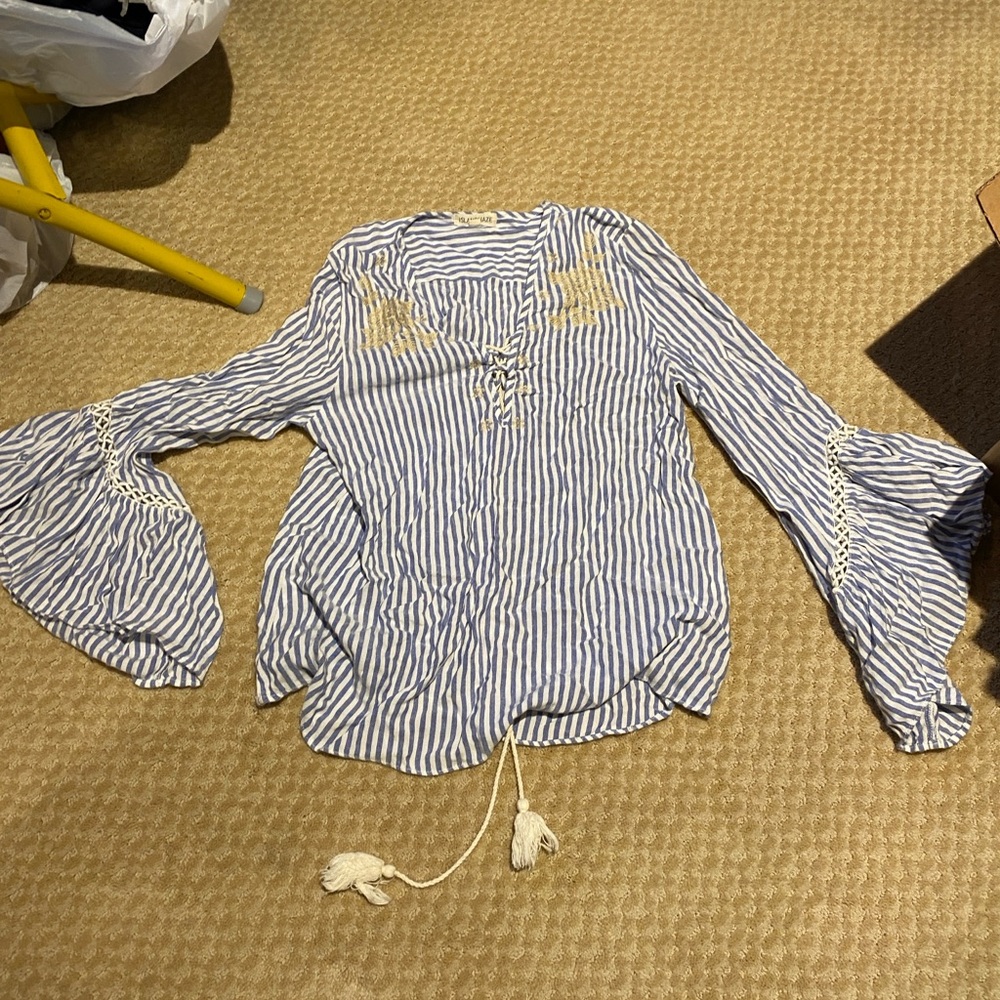 Island haze flowy top blue stripped small women’s